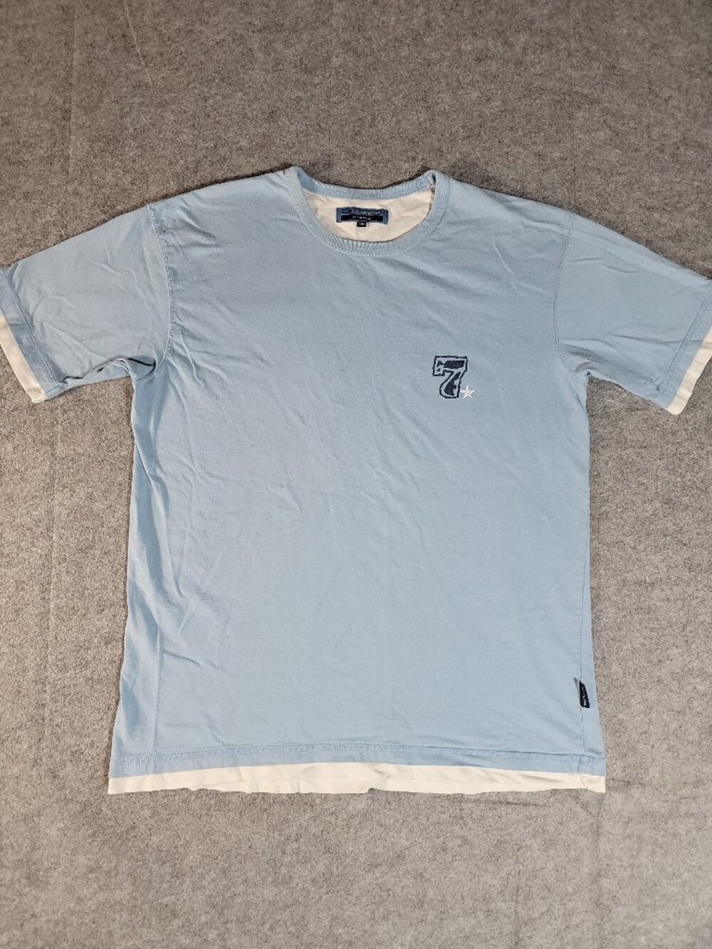 Vintage Y2K Bluenotes Double Layer Ringer Tee Size Mens Medium Baby Blue Skater